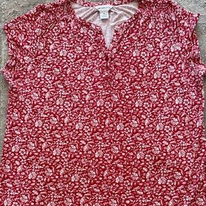 Liz Claiborne Red and White Floral Blouse